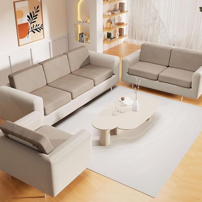 hyha Waterproof Sectional Couch Covers, Non Slip Sofa Couch Cushion Covers L Shape, Thick Stretch Jacquard Fabric, Washable Sofa Slipcovers with Elastic Bottom (1 Piece for Chaise, Taupe)