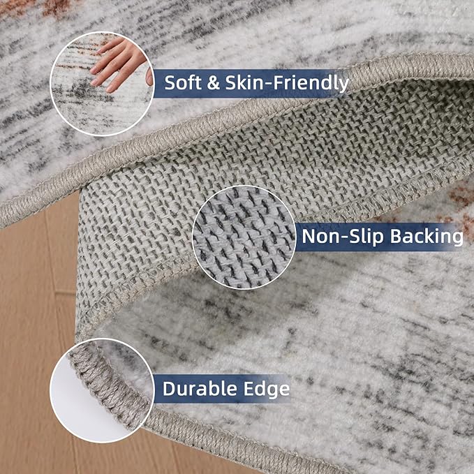 5x7 Area Rugs - Ultra-Thin Washble Rugs,Non-Slip Low Pile Abstract Print Rugs for Living Room,Home Office Decor,Stain Resistant Machine Washable Area Rug