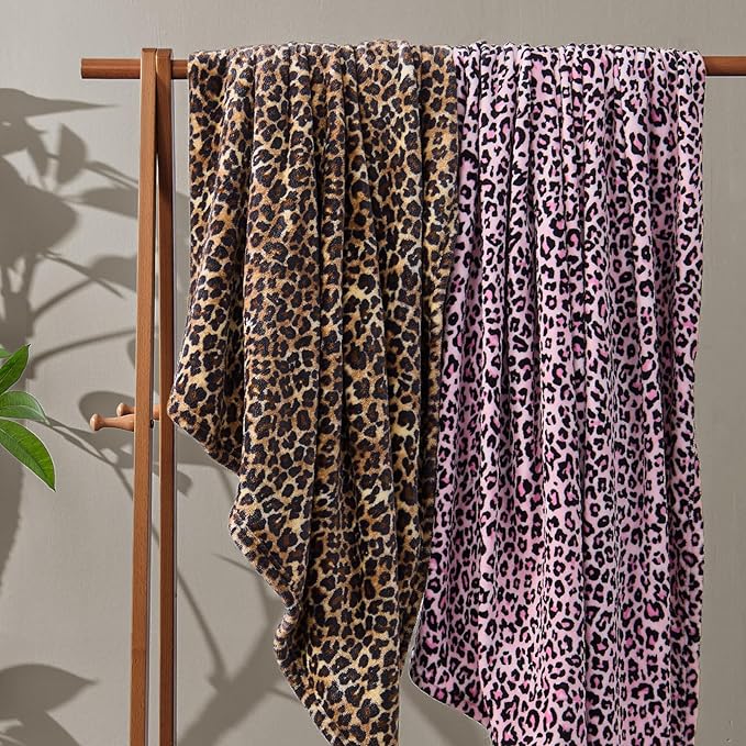 BEDELITE Pink Leopard Blanket Twin– Soft & Cozy Cheetah Blanket for Couch, Bed & Sofa, Lightweight Fleece Animal Print Decor, 60"x 80", Pink