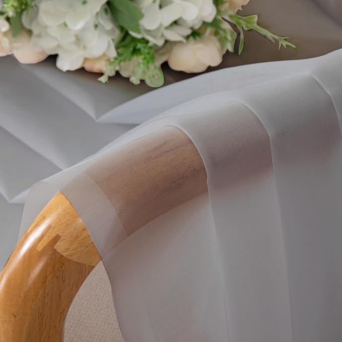 OVZME Light Grey Sheer Curtains 72 Inches Long 2 Panels - Soft Light Filtering Window Sheer Panels for Living Room/Bedroom, Top Dual Rod Pocket, 1 Pair, Each 42Wx72L Inches