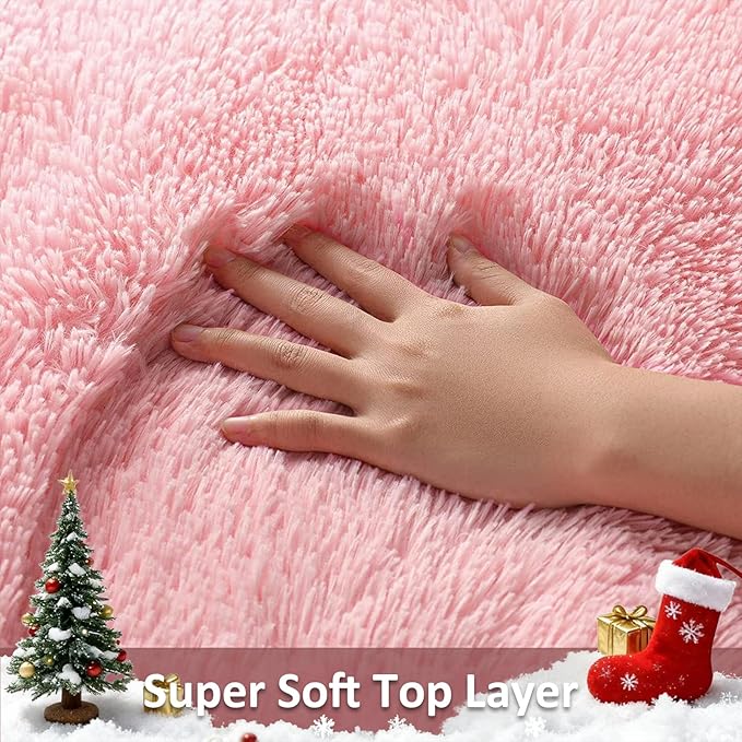 Ophanie Pink Area Rugs for Bedroom Girls, 6x9 Kids Fluffy Fuzzy Furry Shag Carpet, Plush Soft Cute Baby Shaggy Bedside Indoor Floor Rug for Teen Dorm Home Decor Aesthetic, Nursery
