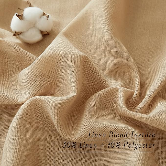 NICETOWN Linen 36 inch Curtains for Kitchen Window, Grommet Thick Flax Linen Burlap Small Window Treatments Privacy Assured with Light Filtering for Cafe/Kids Room, W42 x L36, 2 Panels