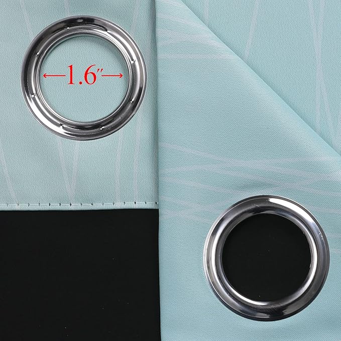 Estelar Textiler Beige and Aqua Blackout Curtains for Bedroom, Thermal Insulated Drapes 108 Inches Long, Full Light Blocking Energy Saving Long Curtains for Living Room, 52Wx108L, 2 Panels