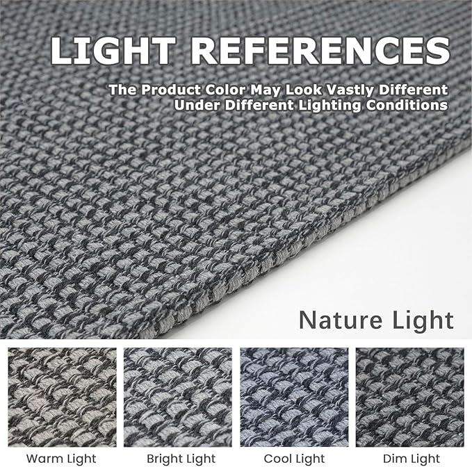 KOZYFLY Runners for Hallways 2x5 ft Washable Kitchen Runner Non Slip Rubber Backed Hall Runners Cotton Entryway Runner Rugs Floor Carpet for Indoor Backdoor Bedroom Kitchen, Grey/Dark Grey