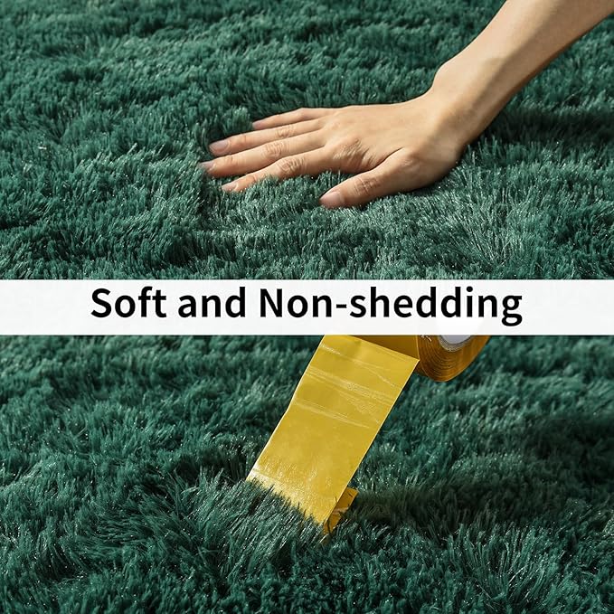Soft Runner Rugs for Bedroom Hallways, 2 Packs 2x6 Green Fluffy Shag Throw Area Rug Non Slip for Bedside Dorm, Long Shaggy Furry Carpet for Nursery Living Room