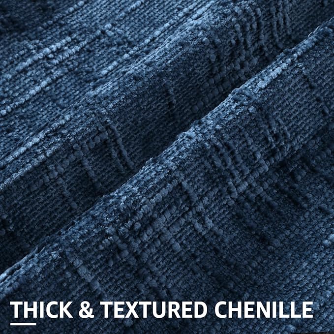 decorUhome Navy Blue Chenille Throw Pillow Covers 12x20 Set of 2 Textured Soft Cozy Slubby Couch Pillow Covers Modern Farmhouse Boho Decorative Pillow Cases for Bed Sofa Living Room