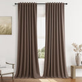 Guken 100% Blackout Curtains 108 Inch Length 2 Panels Set for Living Room Bedroom Back Tab Thermal Insulated Black Out Linen Drapes Room Darkening Mocha Mousse,52x108