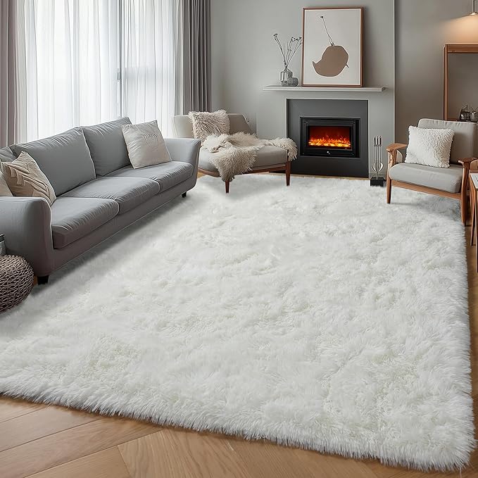 ONASAR Cream White Area Rugs for Bedroom Living Room, Fluffy 4x6 Indoor Bedside Floor Throw Rug, Soft Plush Shaggy Carpet for Nursery Kids Girls Boys Teen Dorm Home Office Decor Aesthetic
