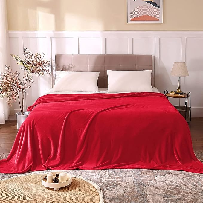 BEDELITE Fleece Blankets Queen Size Red Throw Blankets for Bed, Luxury Plush Cozy Fuzzy Blanket 90x90 inches, Super Soft Warm Lightweight Throw Blanket All Seasons Suitable
