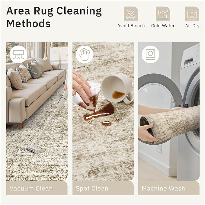 Runner Rug 2'x10' Washable Non-Slip Runner Rugs for Kitchen Bathroom Laundry Room Brown Vintage Floor Carpet Runners for Hallway Entryway