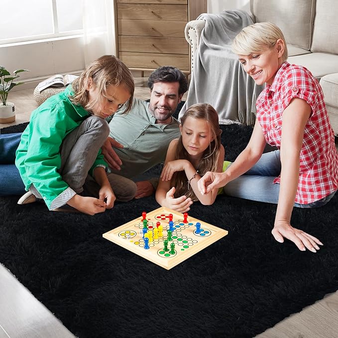 Shag Area Rugs for Bedroom Living Room,4X6 Ultra Soft Fluffy Area Rugs for Dorm, Indoor Carpet Nursery Rugs for Kids Room Home Decor,Black