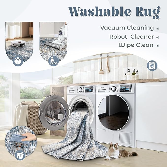 10x12 Area Rug for Living Room, Washable Modern Abstract Large Area Rug Neutral Soft Non Slip Kids Rug Stain Resistant Indoor Carpet for Bedroom Dining Room Playroom Office(BeigeGrey, 10'x12')