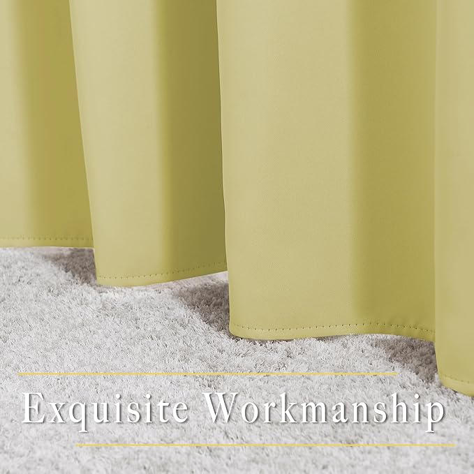 NICETOWN Window Curtain Drapes Long Curtains - (52 inches Wide x 120 inches Long, Paler Yellow, 2 Pieces) Living Room Panels Grommet Top Window Treatment for Hall & Guest Room