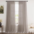 Brownish Grey Linen Curtains 120 Inch Extra Long for Living Room Back Tab Light Filtering Semi Sheer Drapes Modern Farmhouse Boho Cotton Textured Curtain for Floor to Ceiling High Window 52x120