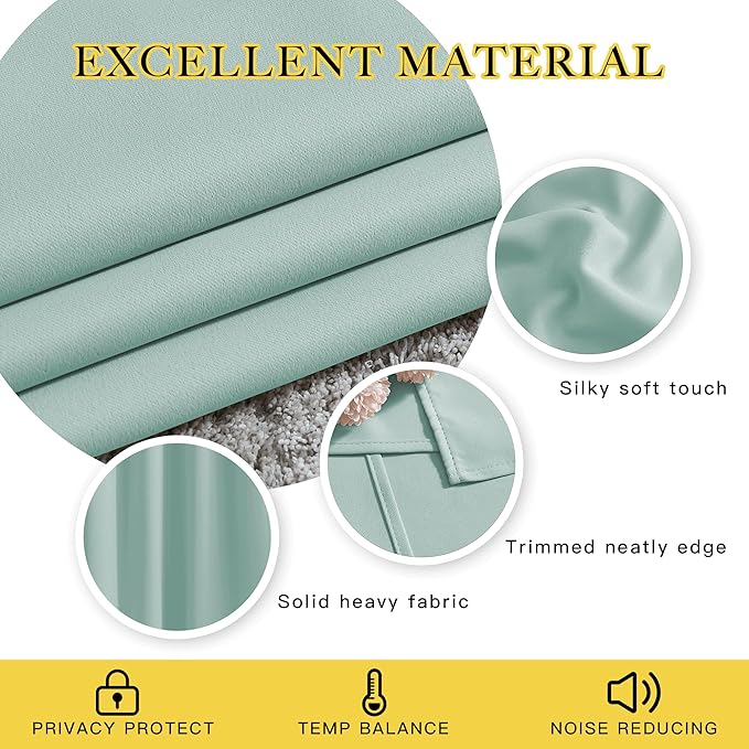 NICETOWN Blackout Curtain Panels 90 - Window Treatment Energy Saving Thermal Insulated Solid Grommet Blackout Drapes for Living Room (Aqua Blue, 1 Pair, 46 by 90-Inch)