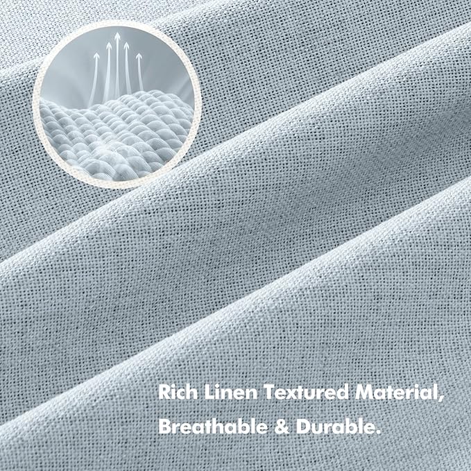 MIULEE 100% Blackout Linen Curtains for Bedroom, Chambray Blue Solid Luxury Decor Thermal Insulation Room Darkening Drapes for Living Room Nursery Back Tab Rod Pocket 42 x 72 Inches, 2 Panels
