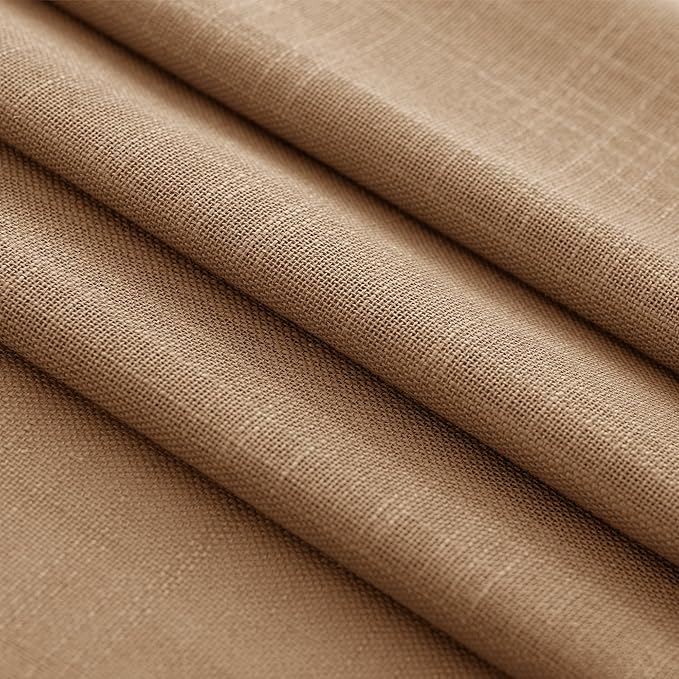 Brown Curtains for Living Room Back Tab Modern Farmhouse Semi Sheer Curtains 144 inches Long 2 Panels Set Muted Neutral Window Curtain for Dining Room Bedroom 52x144