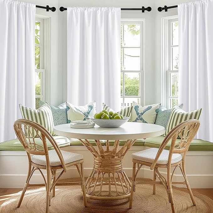 NICETOWN Bedroom 100% Blackout Curtains, 2 Panels, 34 by 40, Snow White, Window Treatment Rod Pocket Curtains/Drapes for Bedroom