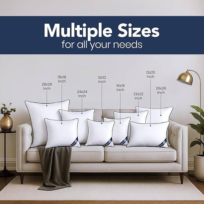 Utopia Bedding Throw Pillow Inserts (Pack of 4, White), 14 x 14 Inches Decorative Indoor Pillows for Sofa, Bed, Couch, Cushion Sham Stuffer