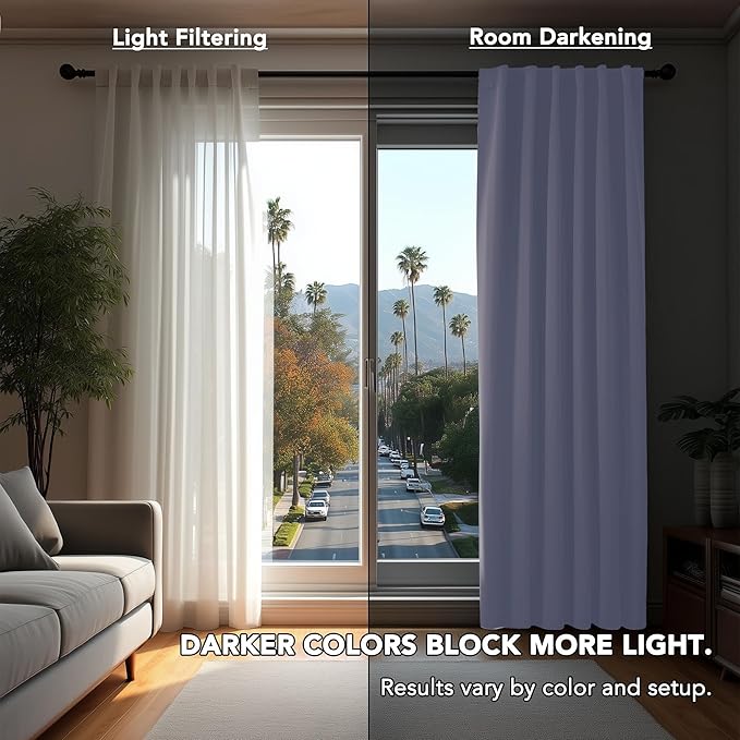 Deconovo Short Blackout Curtains for Small Windows Thermal Insulated Rod Pocket and Back Tab Curtains 42Wx45L Inch Light Purple 2 Panels