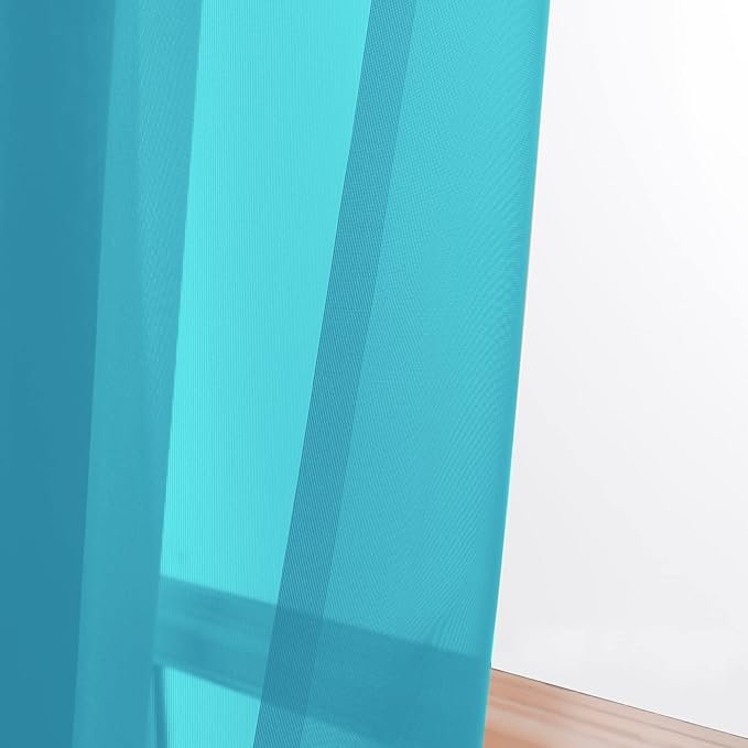 OWENIE Marine Sheer Curtains 96 Inch Length, Elegant Sheer Curtains for Bedroom, Window Voile Sheer Curtain Panels/Drapes/Treatment for Living Room, 2Pcs, Each 42" W x 96" L