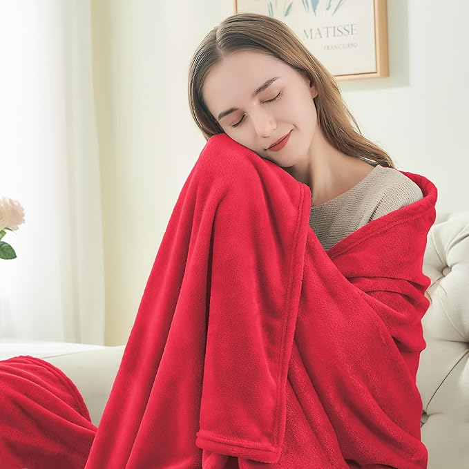BEDELITE Fleece Blanket Red Throw Blanket for Couch & Bed, Luxury Plush Cozy Fuzzy Blanket 50" x 60", Super Soft Warm Lightweight Throw Blanket for Travel Camping