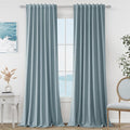 Guken Blue 100% Blackout Linen Curtains 108 Inch Length 2 Panels Set for Living Room Bedroom Back Tab Thermal Insulated Black Out Drapes Room Darkening Farmhouse Style for Bedroom Window Curtains