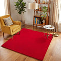 Amearea 5x5 Square Area Rugs for Bedroom Living Room, Modern Red Thickened Memory Foam Rug, Fluffy Indoor Washable Rugs Non Slip Minimalist Carpet for Kids Boys Girls Dorm Nursery Room Decor