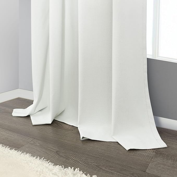 120 Inches Extra Long Curtains for Living Room 2 Panels Faux Linen Darkening Insulated Thermal 100% Blackout Drapery Ceiling Curtain for Large Big Window Treatments Ideas Drapes Off White Ivory 52x120