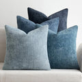 MIULEE Pack of 4 Couch Throw Pillow Covers 16x16 Inch Neutral Blue Soft Decorative Chenille Pillow Covers Farmhouse Accent Cushion Covers for Boho Western Spring Coastal Decor Sofa Bed Living Room