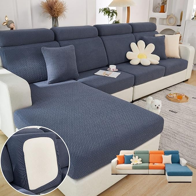 Soothing Home Sofa Covers, Sofa Hero Covers, Wear-Resistant Universal Couch Covers Washable Stretch Sectional Couch Cushion Covers (Metal Grey,Back Cover M)