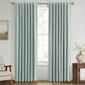 MIULEE 100% Blackout Linen Curtains for Bedroom, Seafoam Green Solid Luxury Decor Thermal Insulation Room Darkening Drapes for Living Room Nursery Back Tab Rod Pocket 42 x 72 Inches, 2 Panels