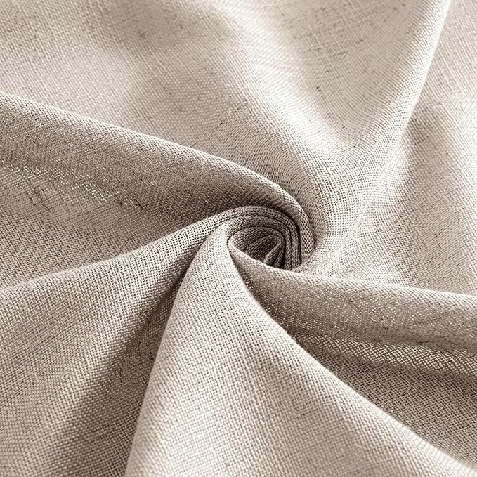 MIULEE Natural Linen Curtains 90 Inch Long 2 Panels for Bedroom Living Room, Soft Linen Textured Window Drapes Semi Sheer Light Filtering Back Tab Rod Pocket Farmhouse Modern Burlap Look Decor
