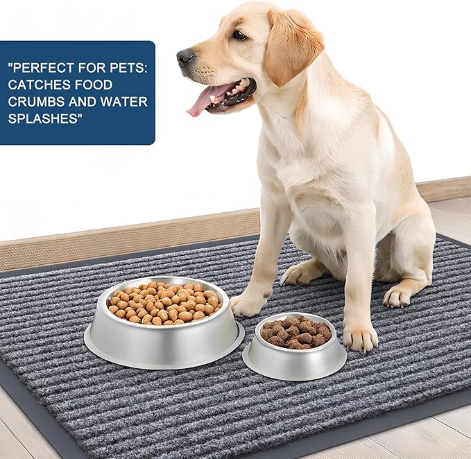 OLANLY Front Door Mat Indoor Outdoor Entrance, 2-Pack 47 x 23 Inch, Waterproof Heavy Duty Doormat, Fade Resistant, Low Profile, Easy Clean Patio Porch Welcome Floor Mats for Entry, Light Gray