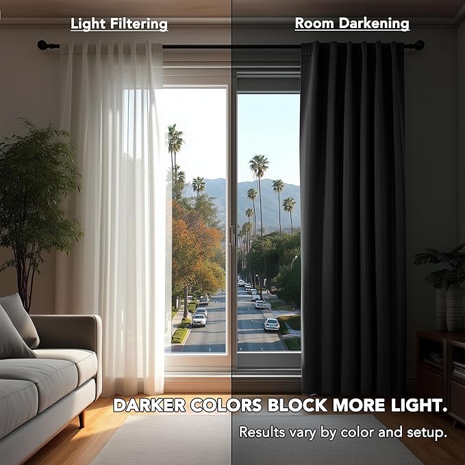 Deconovo Blackout Curtains, Thermal Insulated, W38 x L45 2 Panels, Back Tab, Machine Washable, Room-Darkening Drapes for Bedroom/Living Room Dark Grey