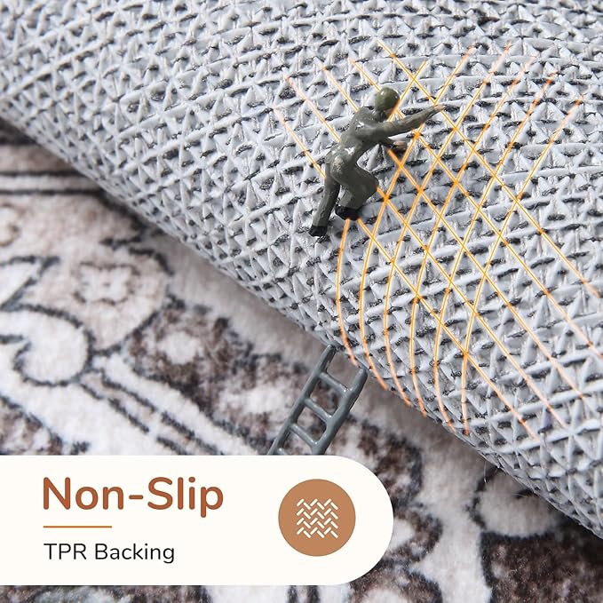 OPPODREAM Soft 8x10 Area Rugs, Washable Rugs 8x10 with Non Slip Backing, Faux Cashmere Low-Pile 8 x 10 Carpet, Greenish Grey