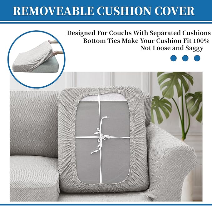 XINEAGE 2026 New 2 Pieces Chair Covers with Arms Super Stretch Chair Slipcover for Living Room Pet Dog Universal Slip Cover Anti Slip Armchair Furniture Protector (Silver Grey), 31"-46"(1 Cushion)