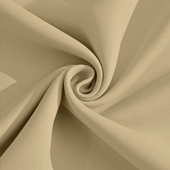 Yakamok Light Blocking Window Blackout Curtains Thermal Insulated Room Darkening Drapes for Bedroom,Solid Grommet Top Window Panels, 52x54 Inch, Beige, One Pair