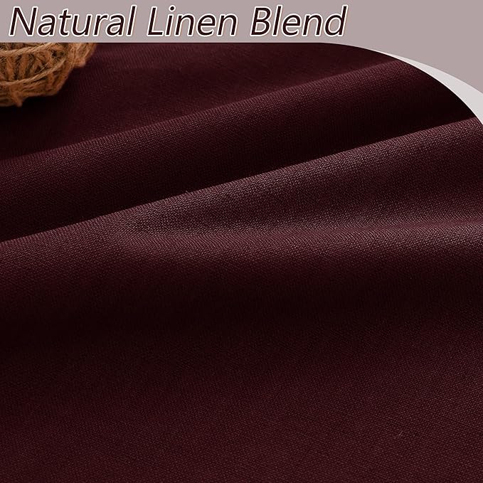 Guken 100% Blackout Curtains 120 Inch Length 2 Panels Set for Living Room Bedroom Back Tab Thermal Insulated Black Out Linen Drapes Room Darkening Window Curtains Burgundy 52x120
