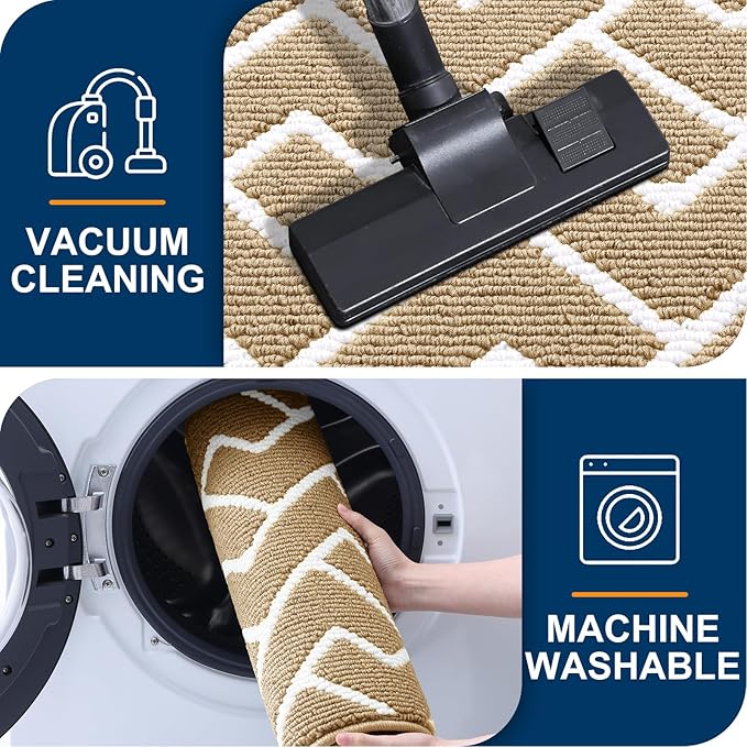 OLANLY Front Door Mat, Non-Slip Rubber Backing, Dirt Resistant and Absorbent, Washable, Easy to Clean Low-Profile Indoor Doormat for Back Door, Entryway, Inside Entrance, 36x24, Beige