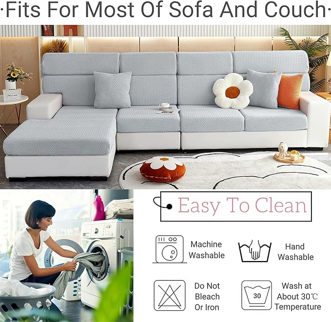Soothing Home Sofa Covers, Sofa Hero Covers, Wear-Resistant Universal Couch Covers Washable Stretch Sectional Couch Cushion Covers (Blue,Large Single Seat Cover)
