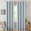 MIULEE 100% Blackout Linen Textured Curtains for Bedroom Solid Thermal Insulated Chambray Blue Grommet Room Darkening Curtains & Drapes Luxury Decor for Living Room Nursery 52 x 96 Inch (2 Panels)