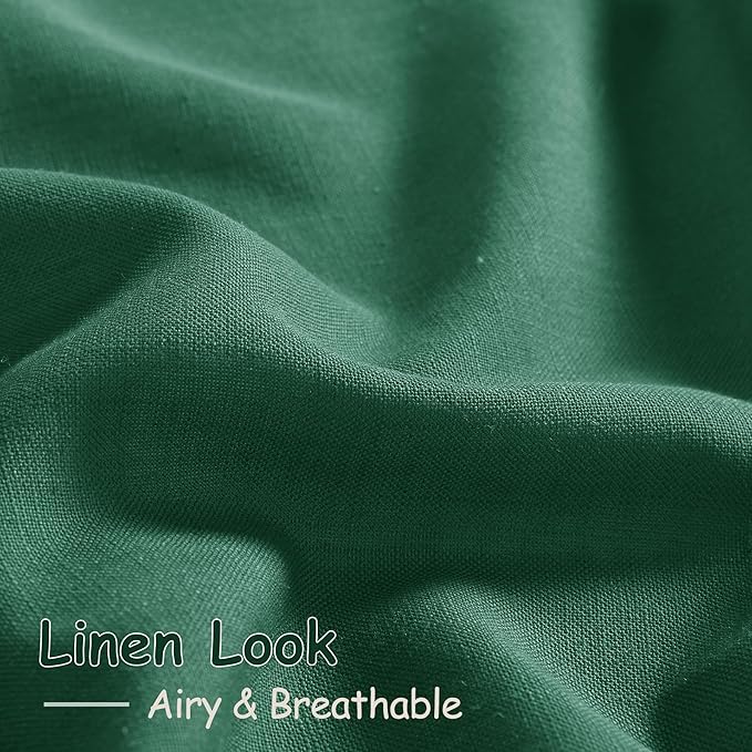Extra Long Dark Green Linen Curtains 120 Inch for Living Room 2 Panels Set Rod Pocket Back Tab Linen Window Drapes Semi Sheer Light Filtering Privacy High Ceiling Drapes for Farmhouse 52x120