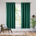 RYB HOME Bedroom Blackout Curtains 72 inches Long, 100% Blackout Thermal Insulated Noise Reducing Curtains for Living Room Nursury, 34 inches Wide by 72 inches Long, Dark Green