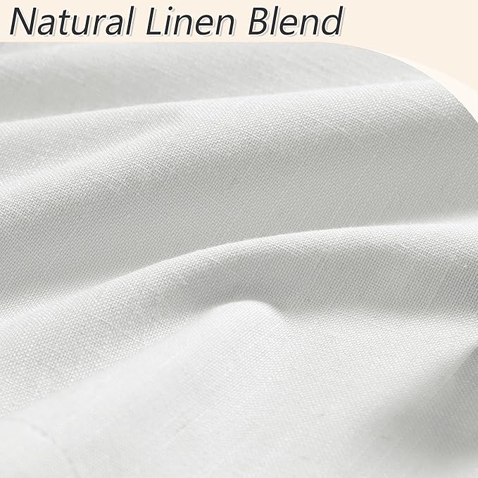 Guken White 100% Blackout Curtains 132 Inch Length 2 Panels Set for Living Room Bedroom Back Tab Thermal Insulated Black Out Linen Drapes Room Darkening Window Curtains