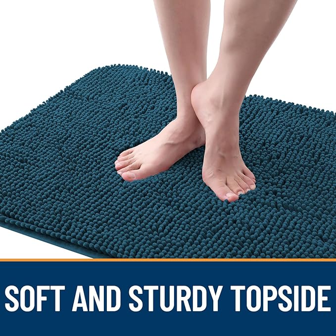 OLANLY Dog Door Mat for Muddy Paws 70x32, Absorbs Moisture and Dirt, Absorbent Non-Slip Washable Doormat, Quick Dry Chenille Mud Mat, Entry Indoor Entryway Carpet for Inside Floor, Atlantic Blue
