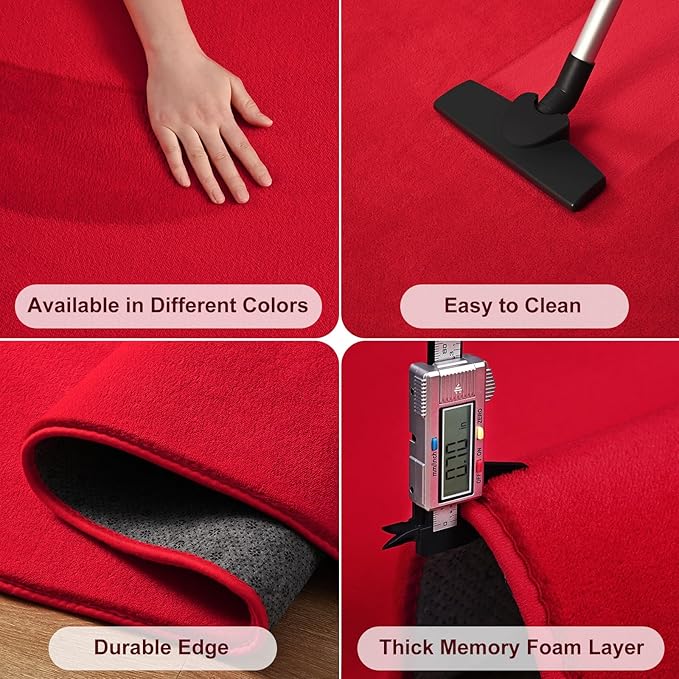 Amearea Modern Area Rugs for Bedroom Living Room, 4x6 Feet Red Thickened Memory Foam Rug, Fluffy Indoor Washable Rugs Non Slip Minimalist Carpet for Kids Boys Girls Dorm Nursery Room Decor