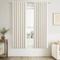 Guken Cream 100% Blackout Curtains 58 Inch Length 2 Panels Set for Living Room Bedroom Back Tab Thermal Insulated Black Out Linen Drapes Room Darkening Window Curtains
