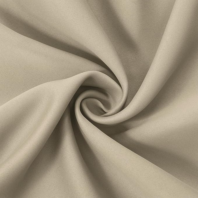 LEMOMO Blackout Curtains 52 x 45 inch/Beige Curtains Set of 2 Panels/Thermal Insulated Room Darkening Bedroom Curtains