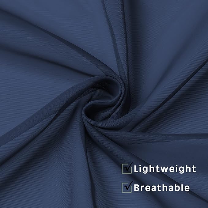 OWENIE Blue Sheer Curtains 36 Inches 2 Panels Set - Kitchen Tiers Valances Curtains Light Filter Rod Pocket Voile Cafe Curtains for Kitchen Bathroom Small Half Window, 42 in W x 36 in L, Navy